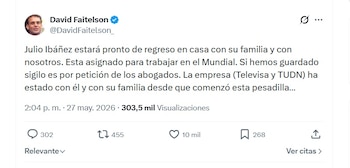David Faitelson habló sobre el caso de Julio Ibáñez (X/ @DavidFaitelson_)