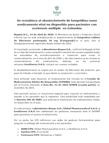 Los medicamentos provienen del extranjero - crédito Ministerio de salud