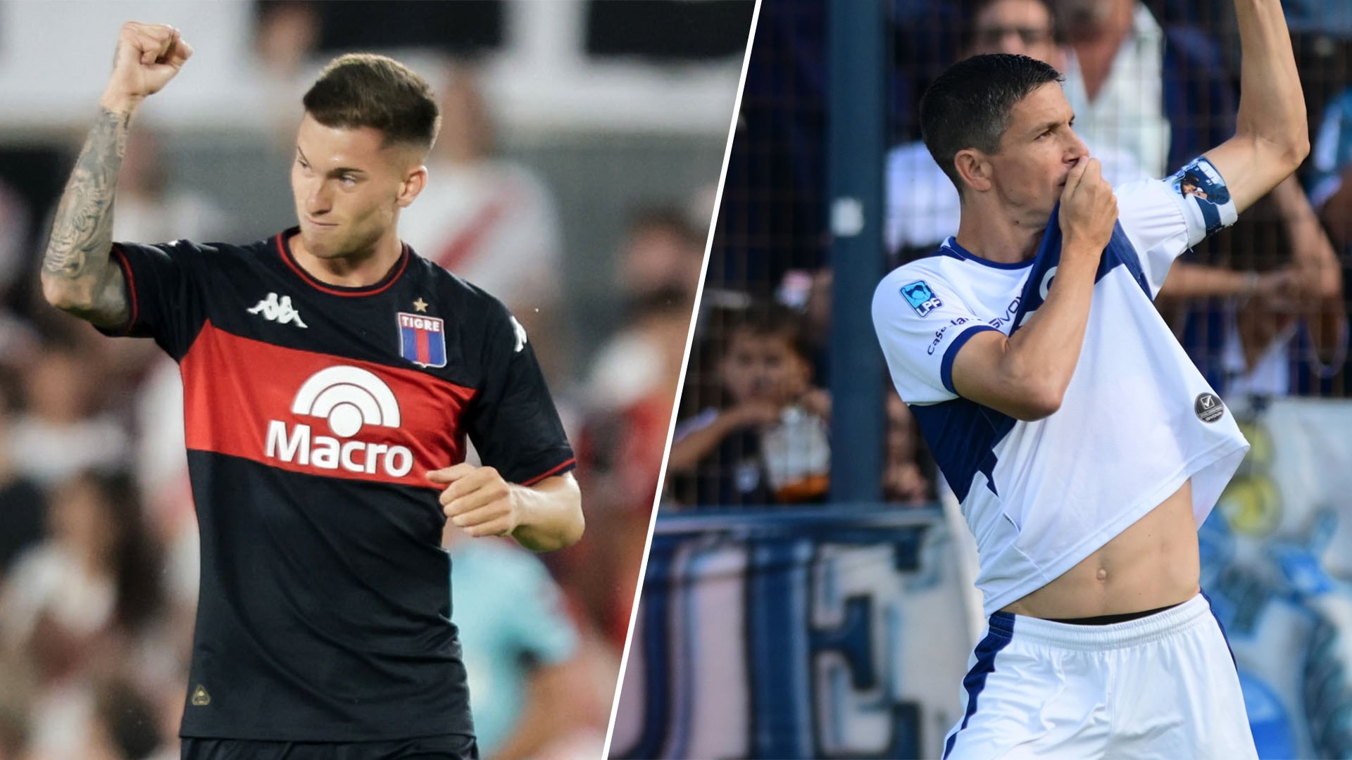 Jugadores de Tigre y Gimnasia y Esgrima La Plata se muestran con ánimos de cara al próximo Torneo Apertura de la Liga Profesional.