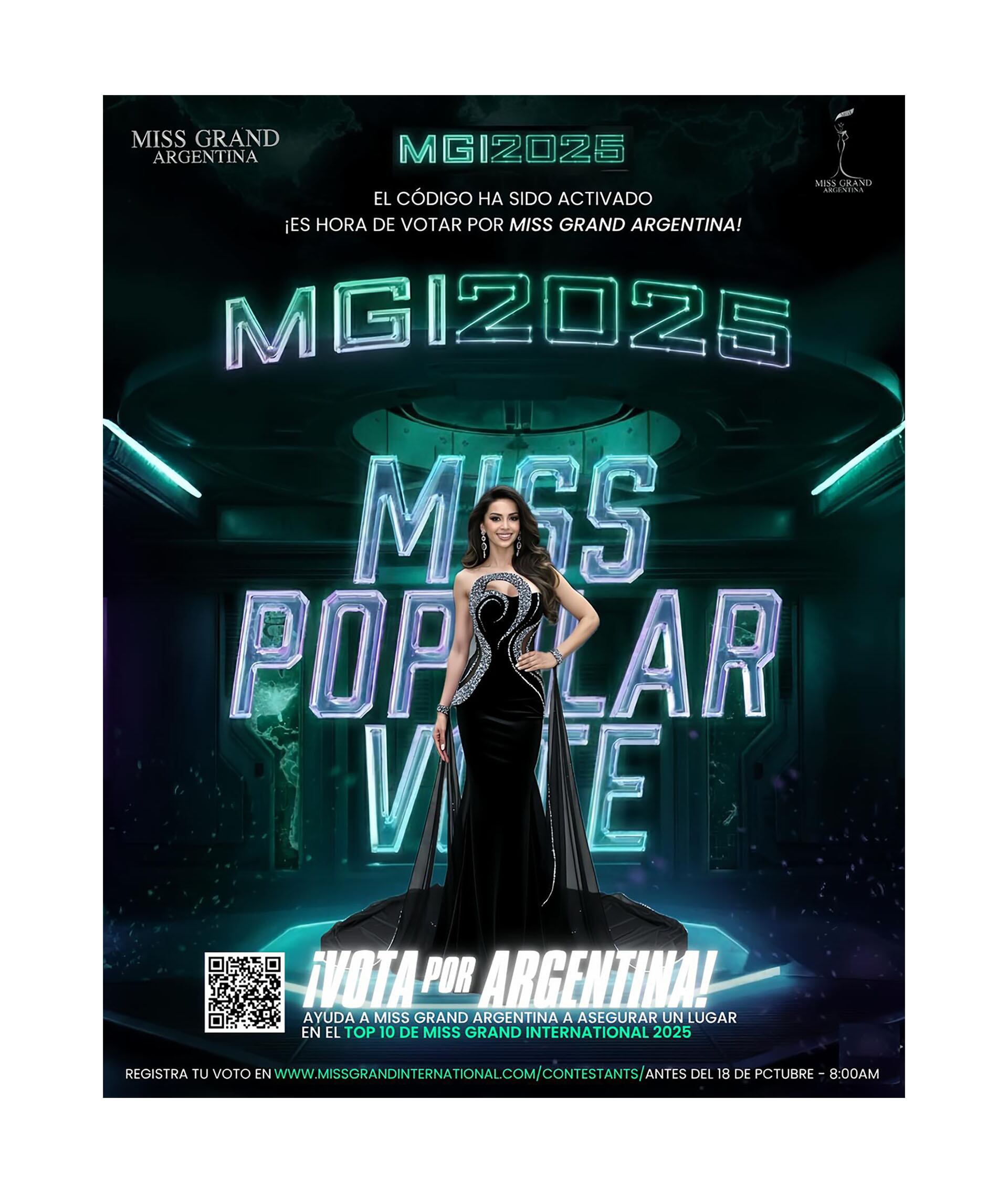 El cartel que invitaba a votar por Mateo para el evento internacional cuya final se desarrolló hoy en Tailandia