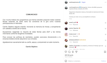 La banda mexicana Camilo Séptimo pospone todas sus fechas programadas para este año
