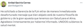 Aníbal Gaviria, gobernador de Antioquia,