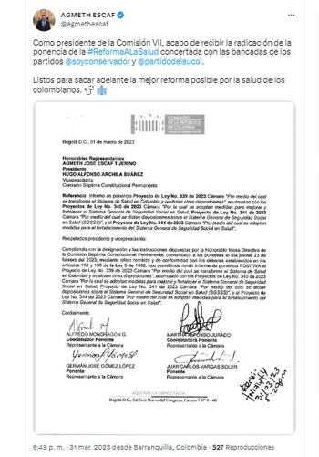 El representante borró su primer