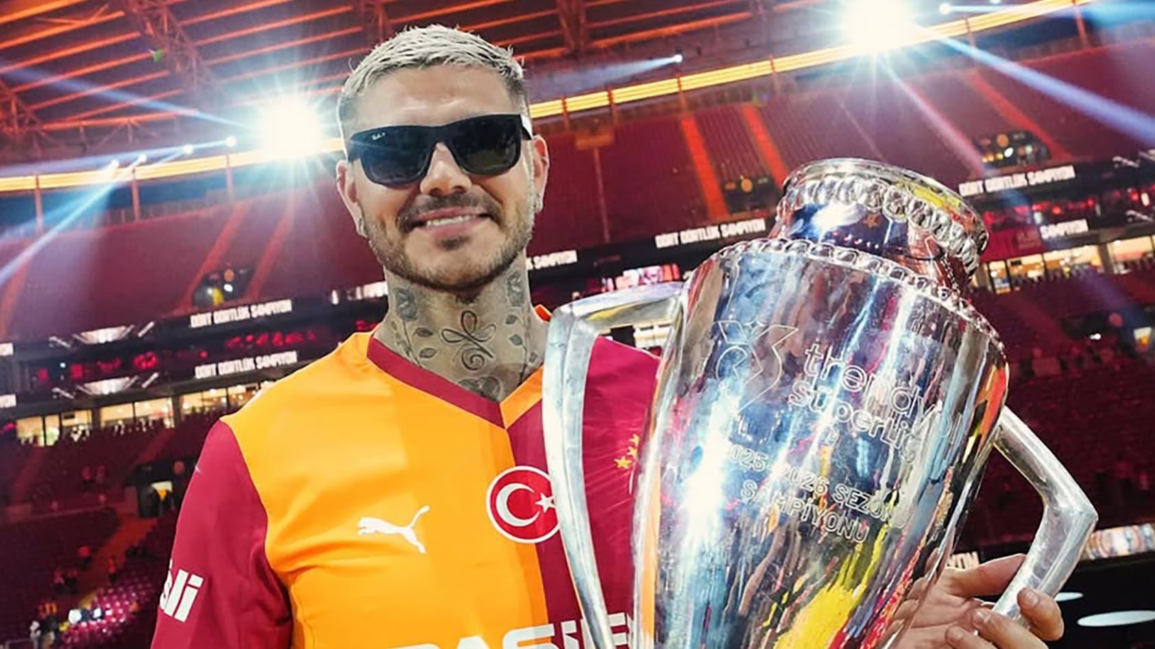 Icardi, en lo festejos por el último título del Galatasaray