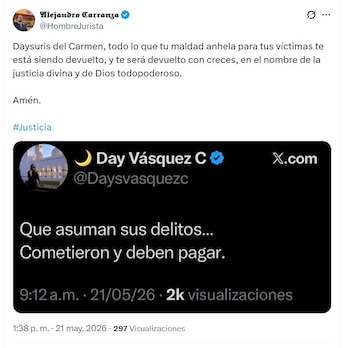 Alejandro Carranza, abogado de Nicolás Petro, reaccionó con dureza a una publicación de Day Vásquez - crédito @HombreJurista/X