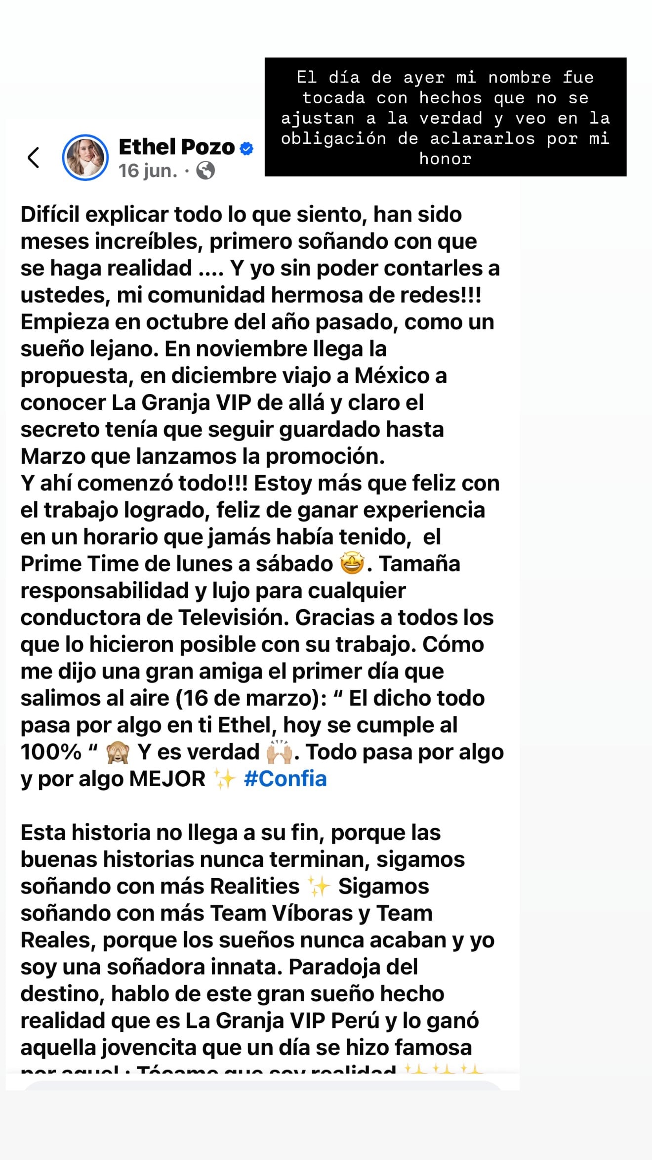 Barboza aseguró que la decisión de quedarse en América Televisión fue comunicada “una semana antes” del último programa.