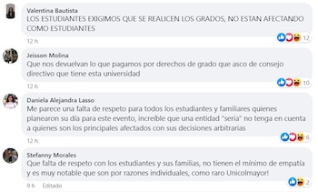 Comentarios de los estudiantes afectados