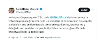 Con este mensaje, Daniel Rojas