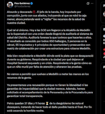 Federico Gutiérrez - crédito @FicoGutierrez/X