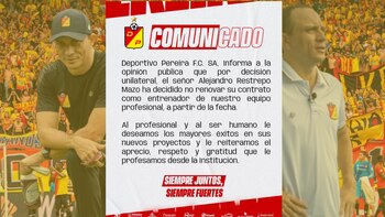 Deportivo Pereira publicó un comunicado