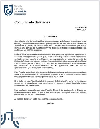Comunicado de la FJG sobre