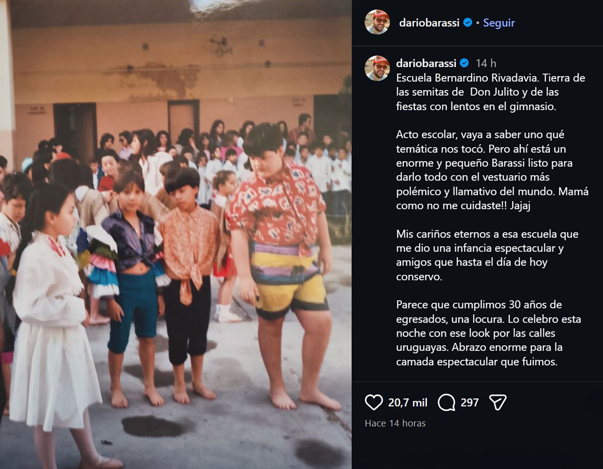 El posteo de Barassi acumuló más de 20 mil