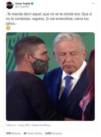 Tuit de Víctor Trujillo sobre