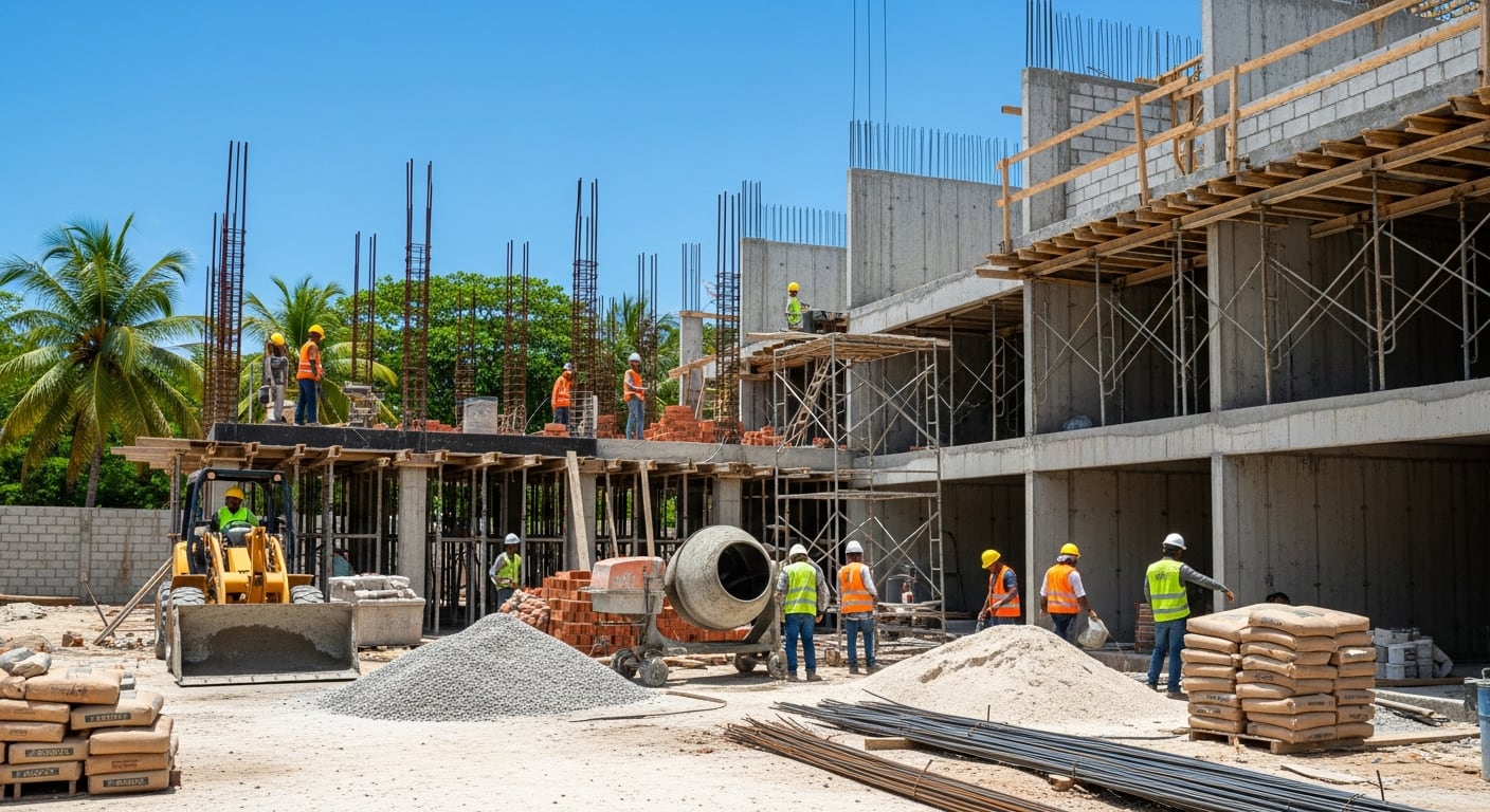 Un informe oficial reveló variaciones inesperadas en los precios de insumos clave. Cambios desiguales entre materiales, subcontratos y segmentos de vivienda agregan incertidumbre al sector residencial dominicano (Ilustración Infobae)