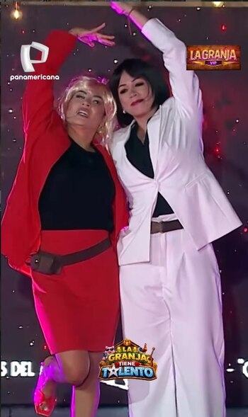 Pamela López e Melissa Klug explodiram La Granja VIP com o final inesperado do desafio musical. Crédito: Televisão Panamericana.