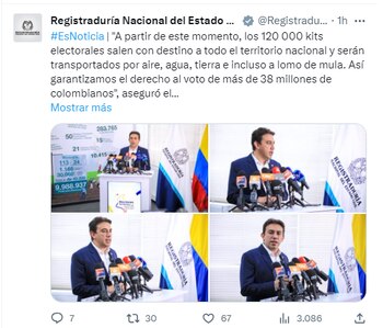 El registrador nacional informó que