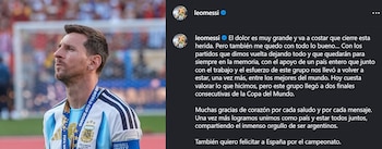 El mensaje de Lionel Messi tras la caída de Argentina en la final del Mundial (@leomessi)