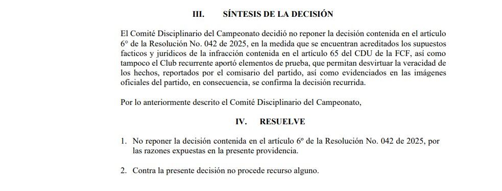 La Dimayor rechazó la reposición de Millonarios y mantuvo la sanción a Álvaro Montero - crédito Dimayor