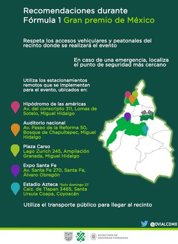 Las direcciones de los estacionamientos