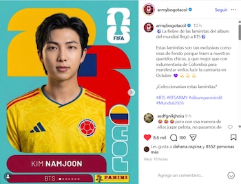 A tendência foi compartilhada pela conta de torcedor Aymys Colombia - crédito @armybogotacol/Instagram