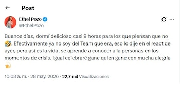 Ethel Pozo usó sus redes sociales para definir a que equipo forma parte dentro de La Granja VIP. X