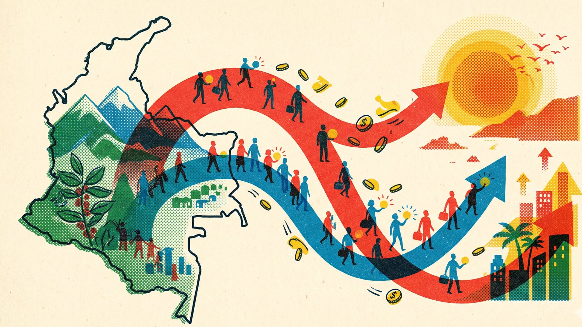 El informe global estima que 150 millonarios salieron de Colombia en el último periodo, con una pérdida cercana a USD 1.000 millones en capital- crédito VisualesIA