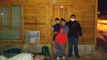 María, junto a su hijito