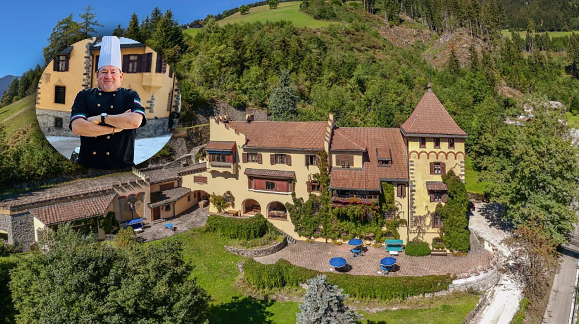 El chef argentino Raúl Omar Geneyro Bragagnolo trabaja en el Castillo Valcastello, propiedad de la condesa italiana Chantal D´Aquarone