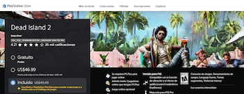 Captura de pantalla de la PlayStation Store con información del videojuego Dead Island 2, precio, calificación de 4.21 estrellas y arte promocional con zombis