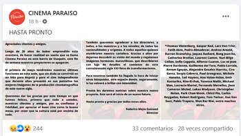 Cinema Paraíso se despide del