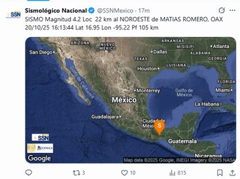 El sismo ocurrió la tarde