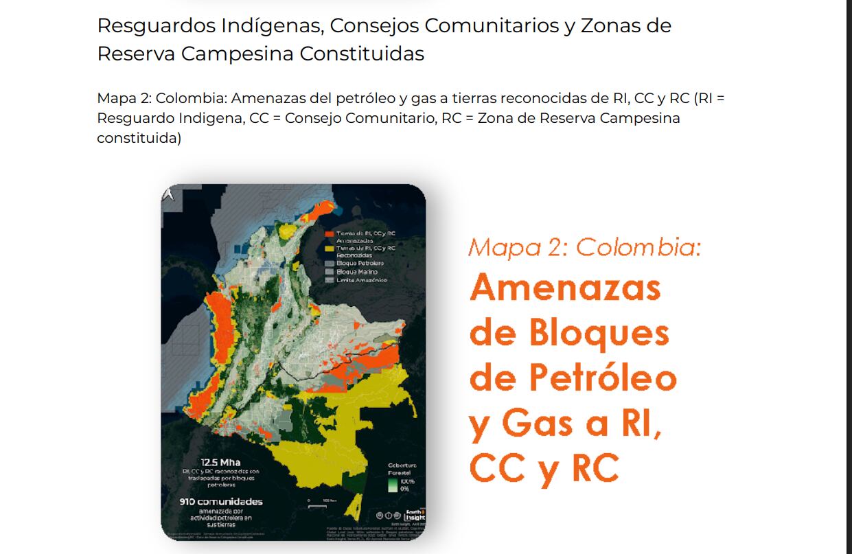 El informe advierte que 65 millones de hectáreas podrían ser concesionadas para explotación de petróleo y gas, afectando áreas protegidas y comunidades vulnerables - crédito Earth Insight