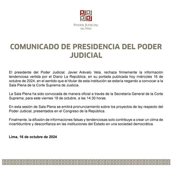 Comunicado Poder Judicial en el