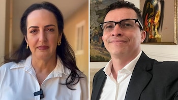 Tras las denuncias de Alejandro Toro en la ONU sobre un golpe de Estado contra Petro, la senadora Cabal ironizó sobre la presencia del congresista en EE. UU. - crédito @alejotoroant - @mariafernandacabal/Instagram