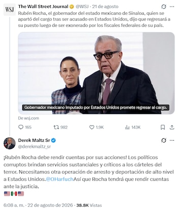 Mensaje del exdirector de la DEA en la red social X. Crédito: Redes Sociales