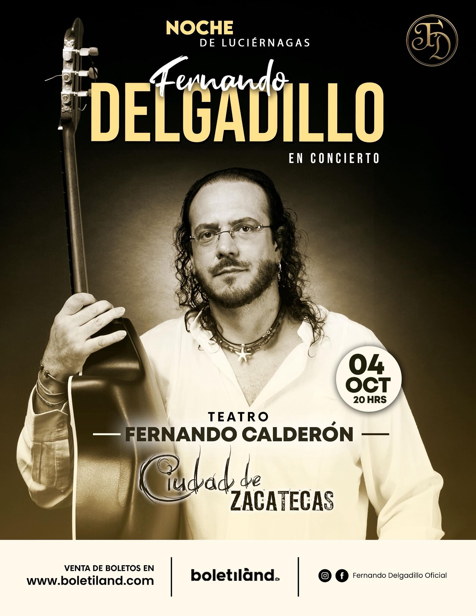 Zacatecas será la entidad de la República en la que se presentará el cantante de trova. Foto: Facebook/ Fernando Delgadillo Oficial.