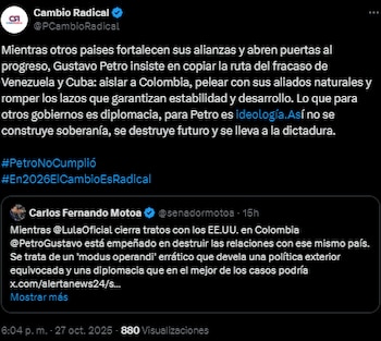 Cambio Radical afirmó que Petro