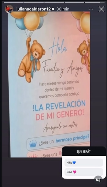 La influencer Juliana Calderón mostró en Instagram la invitación de la revelación de género con una dinámica de predicción para sus invitados - crédito julianacalderon12 / Instagram