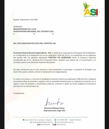 El partido ASI se declaró de gobierno - crédito @elefantescol/X