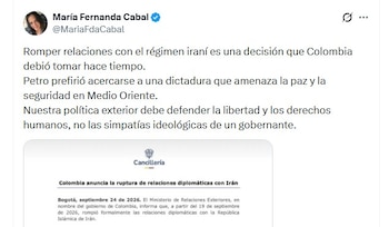 La exsenadora María Fernanda Cabal celebró la decisión del Gobierno y cuestionó la política exterior de la administración de Gustavo Petro - crédito @MariaFdaCabal/X