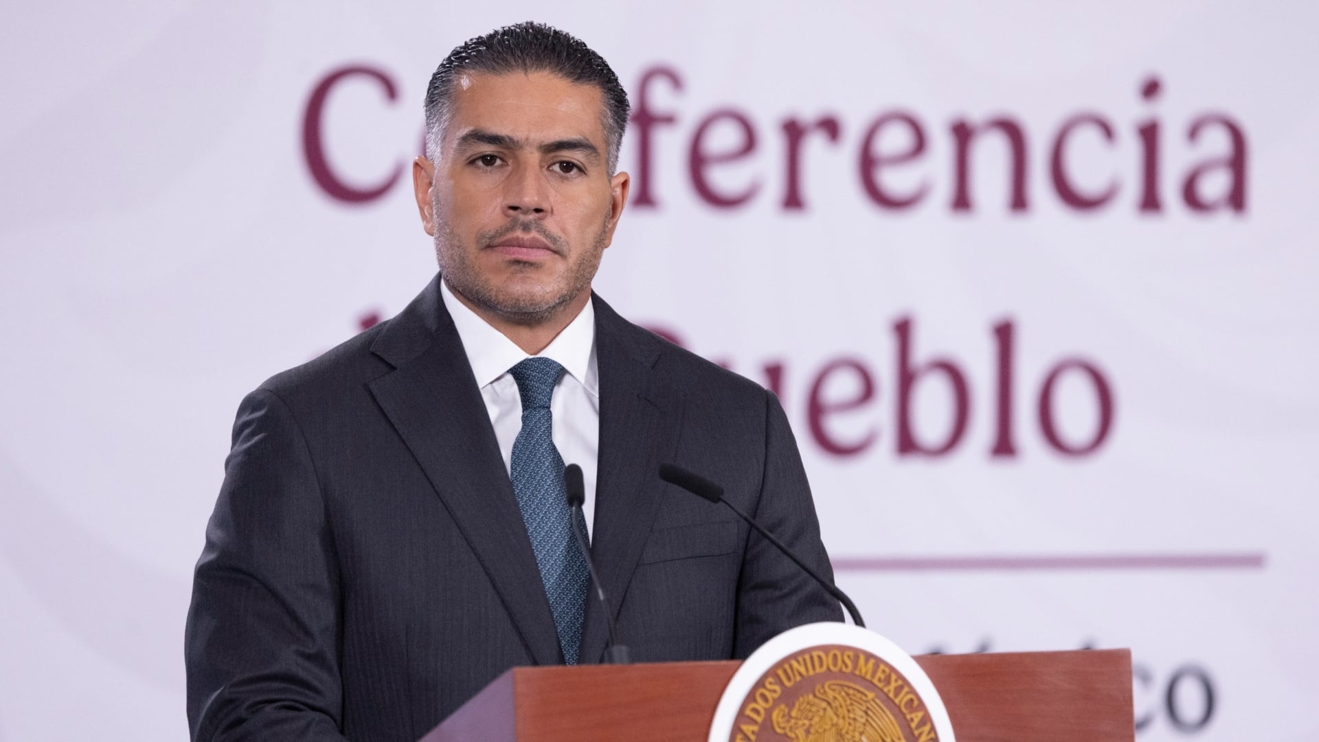 Omar García Harfuch confirmó la detención de los dos presuntos participes en el crimen. (Presidencia)