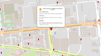 Mapa de ubicación donde se reporta el incendio en el Cercado de Lima| Página oficial de los Bomberos
