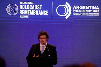 El presidente Javier Milei en el plenario de la IHRA