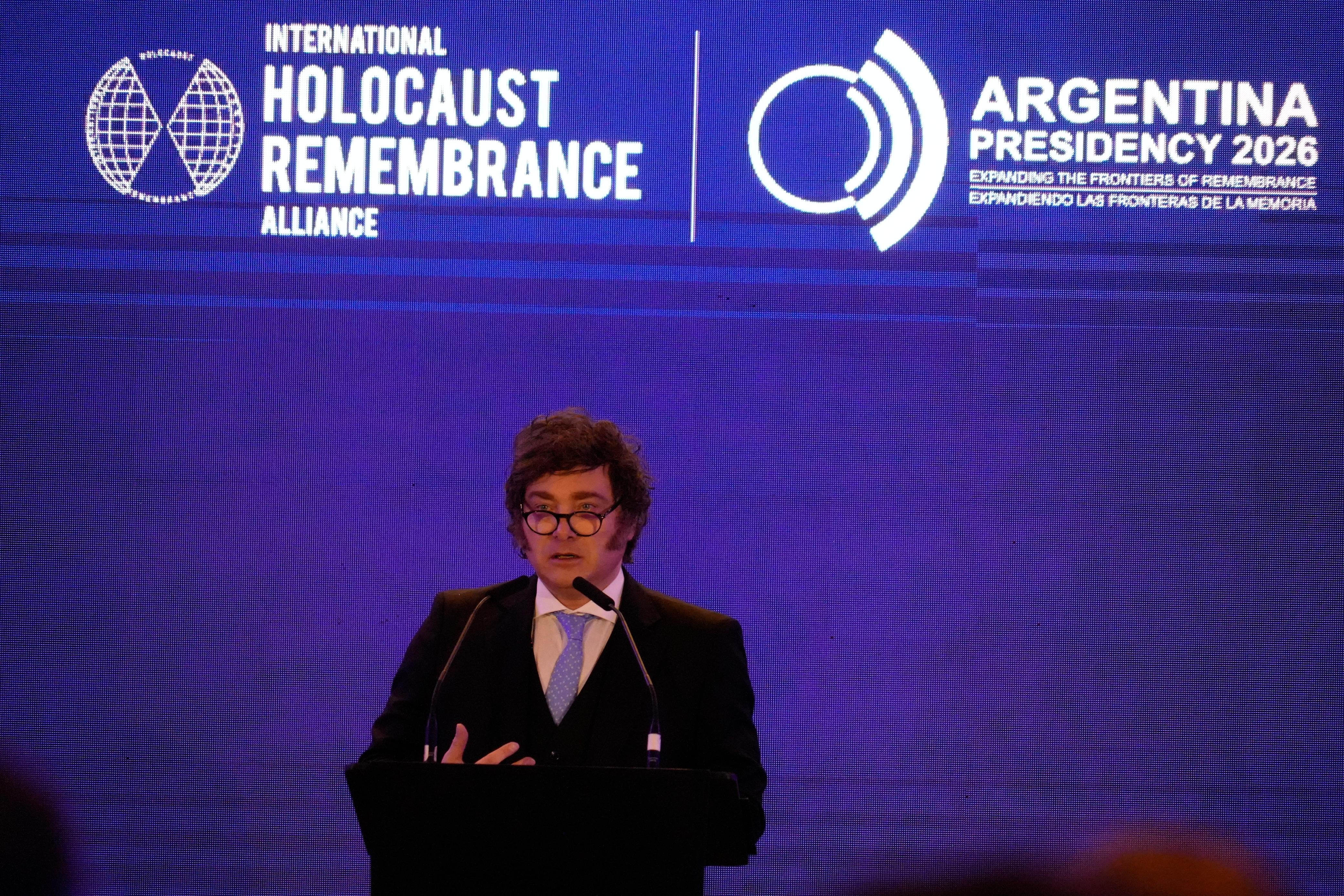 El presidente Javier Milei en el plenario de la IHRA