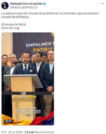 Abelardo de la Espriella oficializa sede del Escudo de las Américas en Medellín para combatir crimen y narcotráfico - crédito @ABDELAESPRIELLA/X