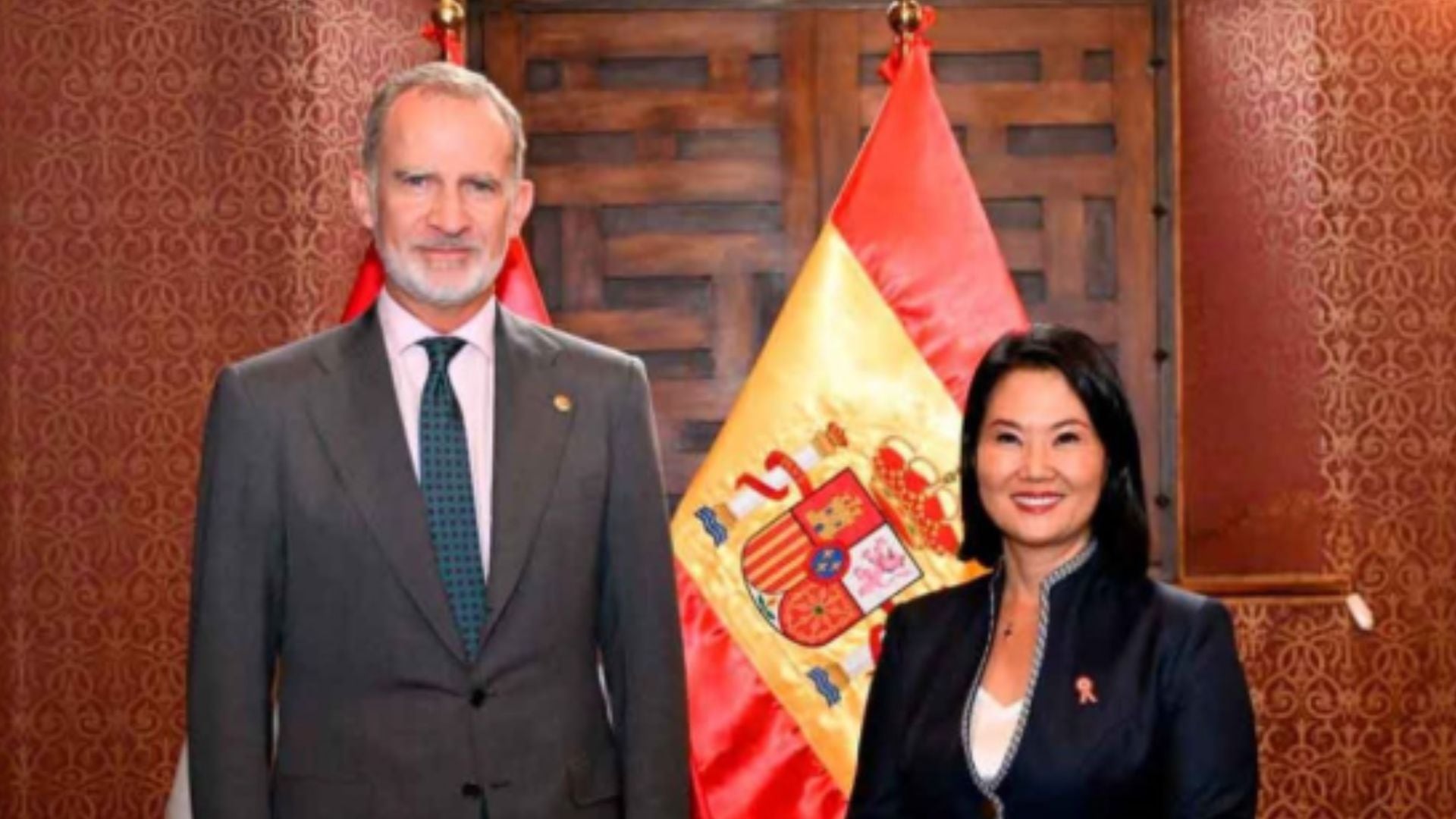 El rey de España, Felipe VI, participó en la agenda diplomática previa a la juramentación al reunirse con la presidenta electa Keiko Fujimori en el Palacio de Torre Tagle - Créditos: Gobierno del Perú.