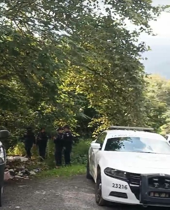 Elementos de la Policía Estatal y la Guardia Nacional resguardan la zona del hallazgo en el kilómetro 265 de la autopista Orizaba-Puebla. Crédito: Redes sociales.