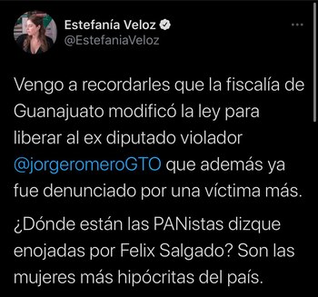 Estefanía Veloz contra López Rabadán y Mariana Gómez