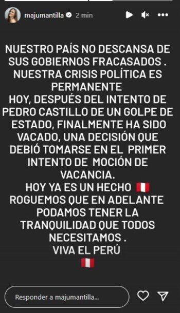 Maju Mantilla se pronuncia tras