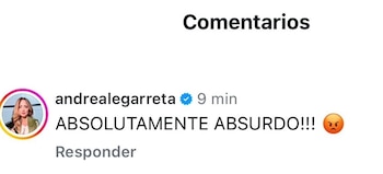 Captura de pantalla de comentarios en Instagram con un mensaje de Andrea Legarreta y respuestas de usuarios sobre un programa de televisión